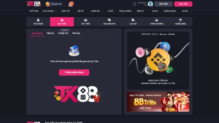 Các phương thức nạp tiền TX88 phổ biến nhất hiện nay