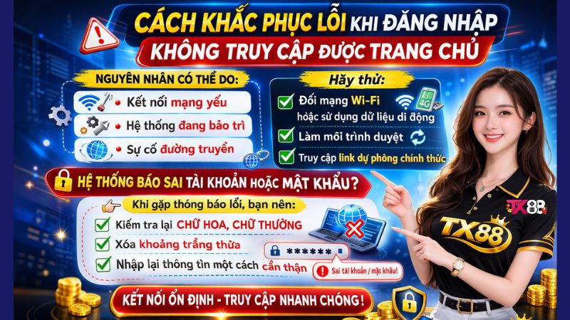 Cách Khắc Phục Một Số Lỗi Thường Gặp Khi Đăng Nhập TX88