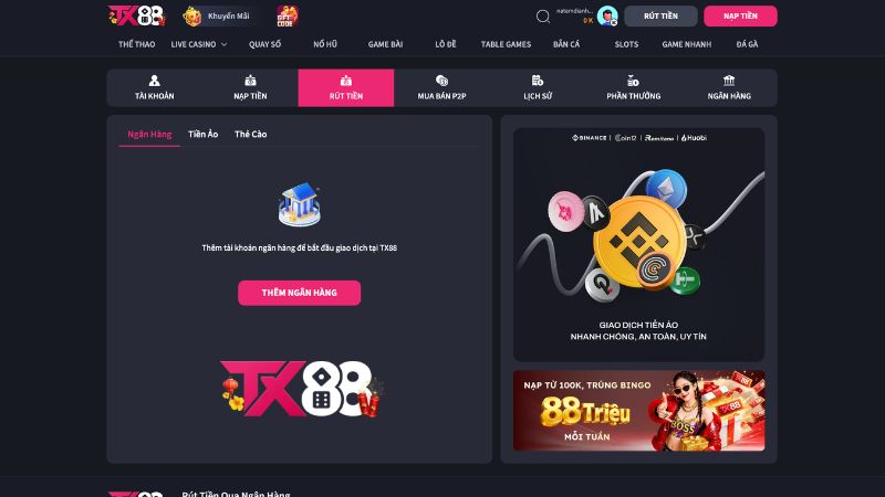 Hướng dẫn rút tiền TX88 nhanh chóng trong vài phút