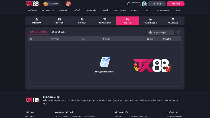 Những lưu ý quan trọng khi nạp tiền TX88